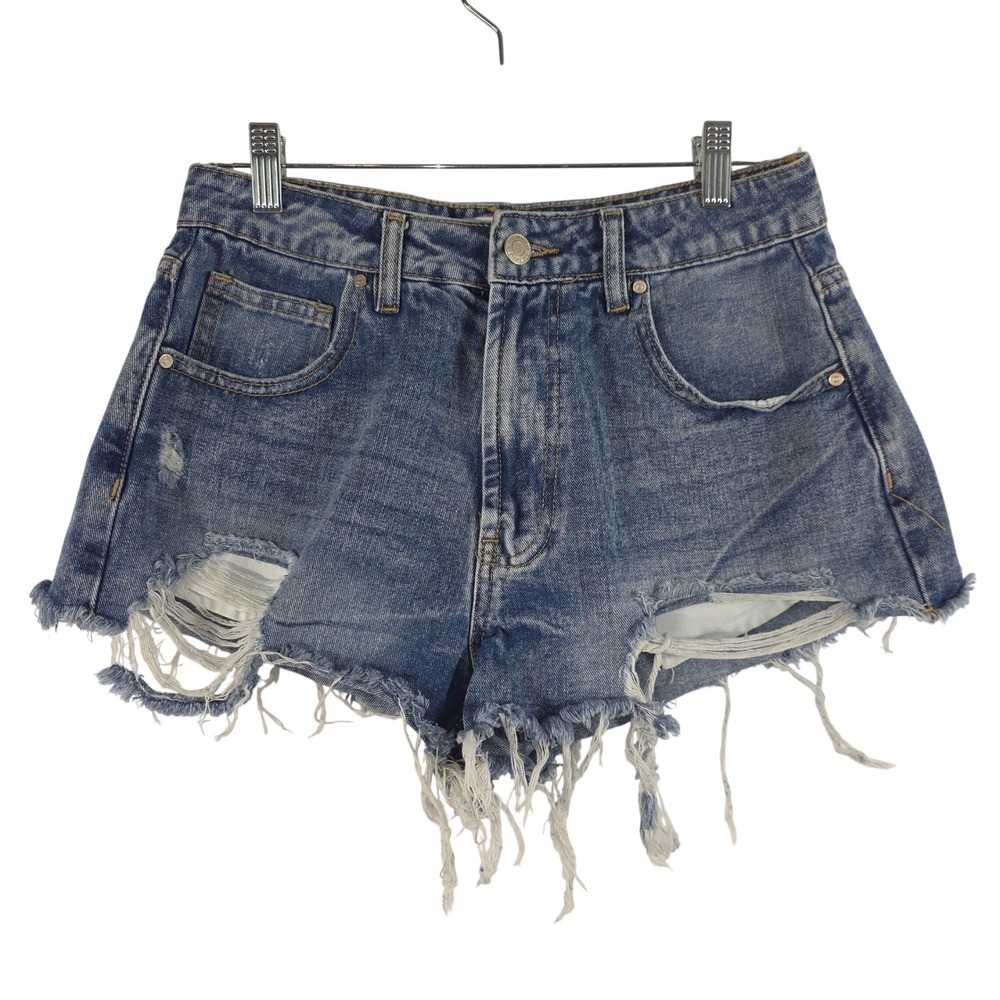 Rise Supply Co Denim Shorts Womens 11 Distressed Cut Off Raw Hem Acid Wash Edgy